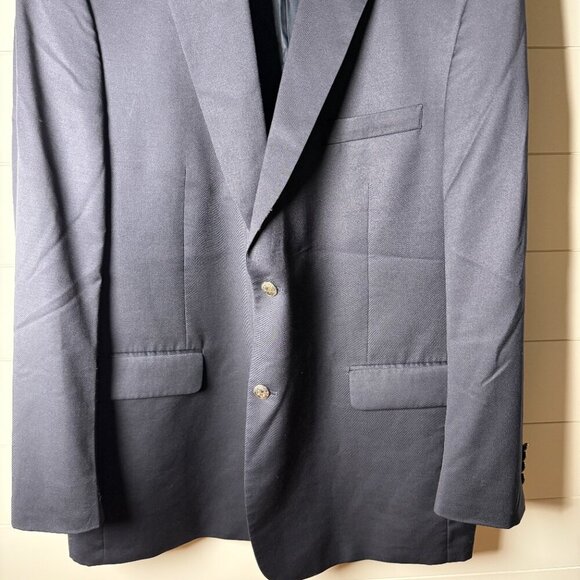 Austin Reed Mens Dillards Blue Worsted Wool Blazer Jacket 48R Gold Buttons - Picture 6 of 15
